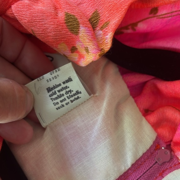 VTG Mildred's Hawaii Aloha Dress Barkcloth Dogwood Floral Ruffled Bow 60s 70s - Picture 11 of 14